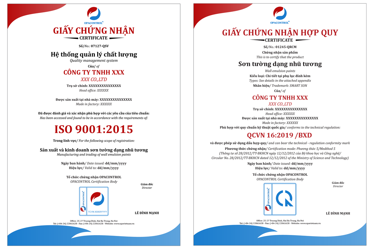 Giấy chứng nhận ISO và giấy hợp quy đi kèm khi khách hàng sử dụng phương thức 05 làm chứng nhận hợp quy