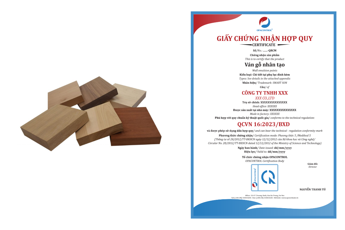 chứng nhận hợp quy gỗ, ván gỗ công nghiệp