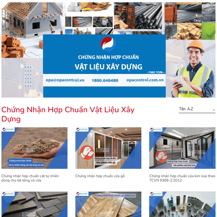 Danh mục Hợp chuẩn vlxd