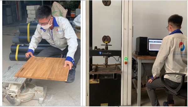 Gia công, thử nghiệm độ bền uốn của gỗ ghép thanh tại Opacontrol